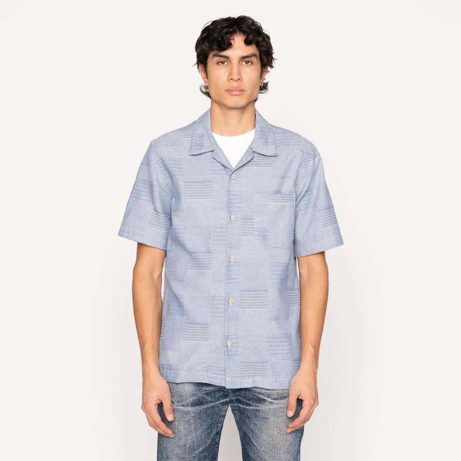 Aloha Shirt Dobby Patchwork (Pale Blue)