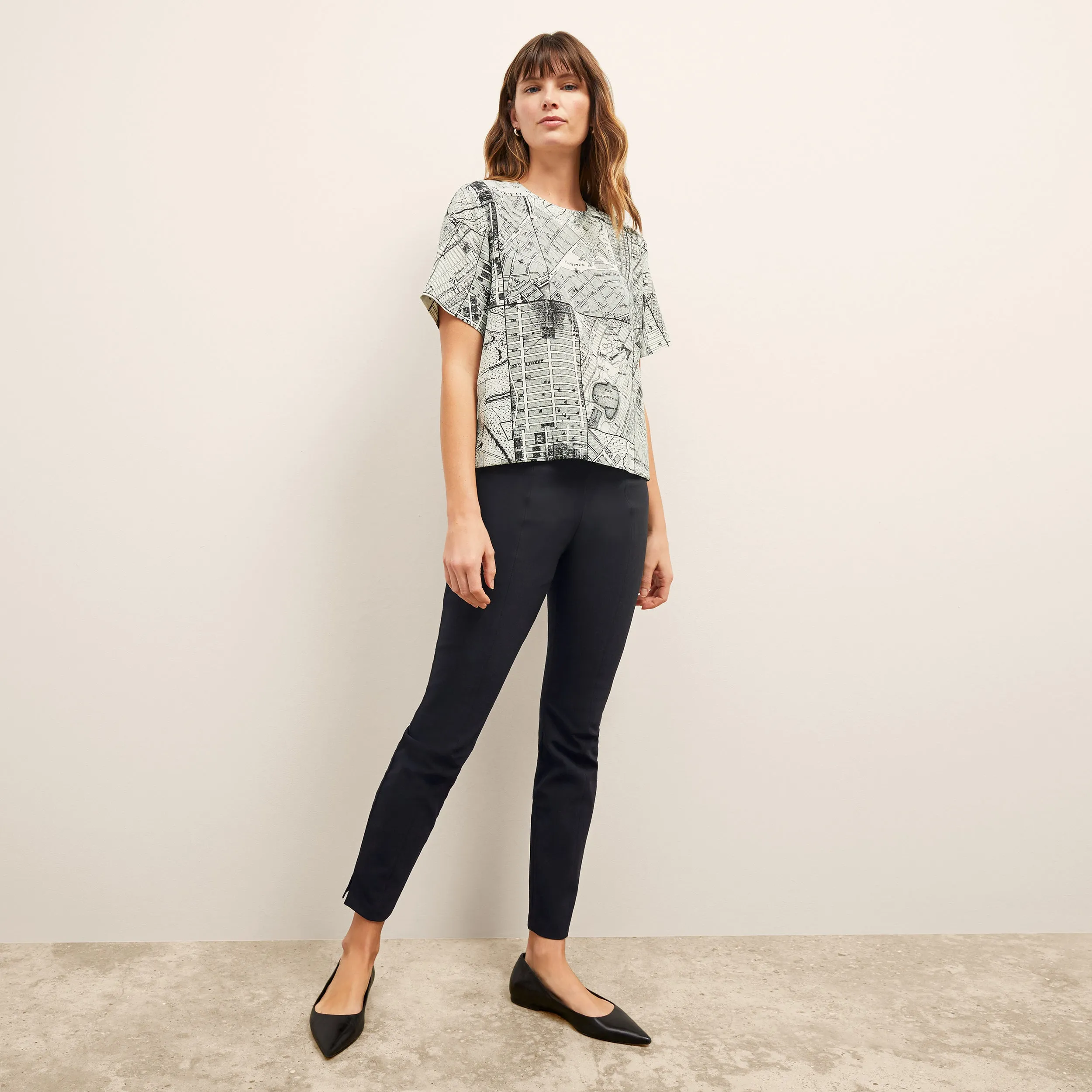 Annika Tee - Washable Silk :: Borough Print