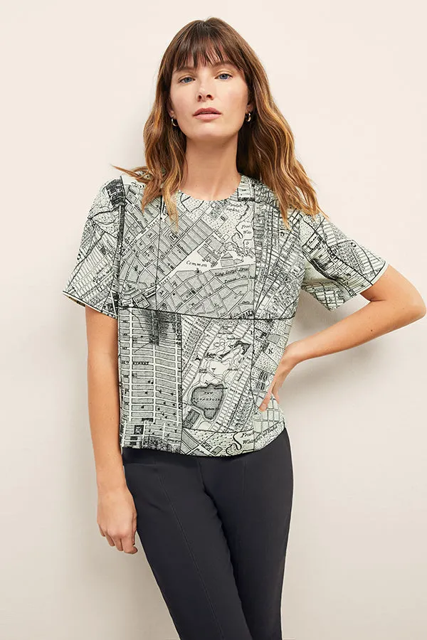 Annika Tee - Washable Silk :: Borough Print