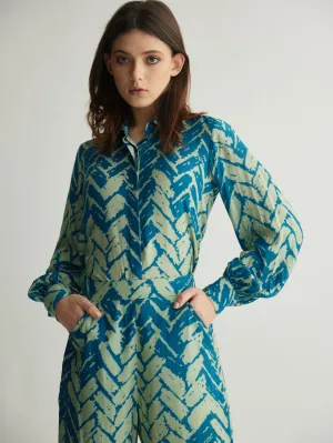 AQUA & BLUE CHEVRON PRINT SHIRT