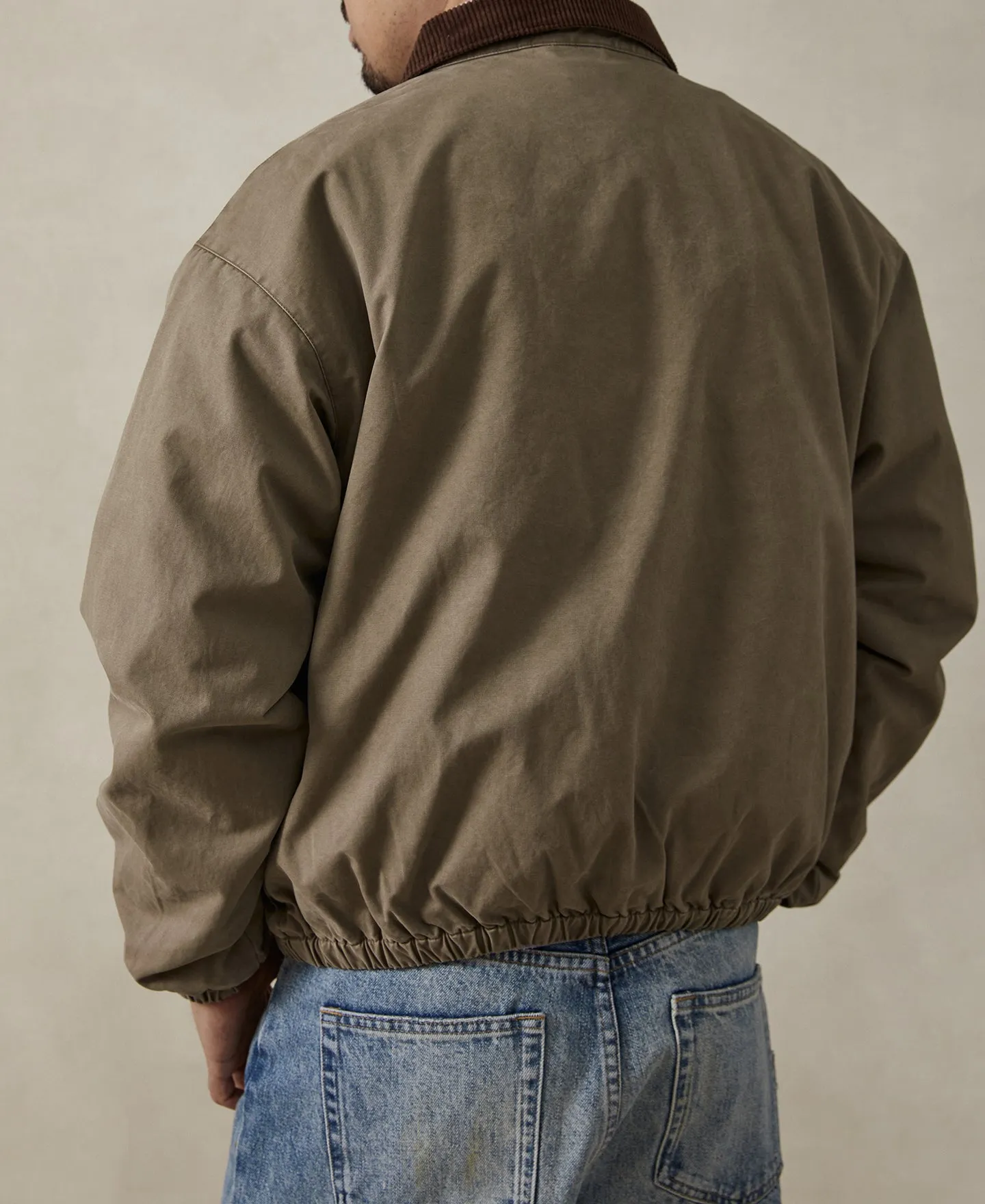 Flannel Lined Twill Harrington Jacket - Faded Khaki