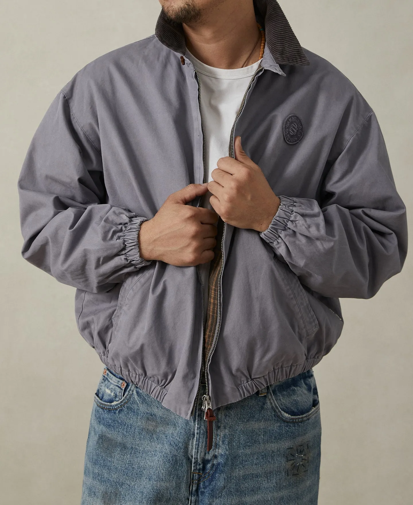 Flannel Lined Twill Harrington Jacket - Faded Violet