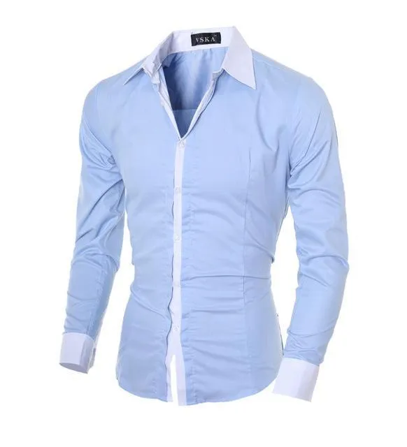 Mens Casual Long Sleeve Slim Fit Shirts