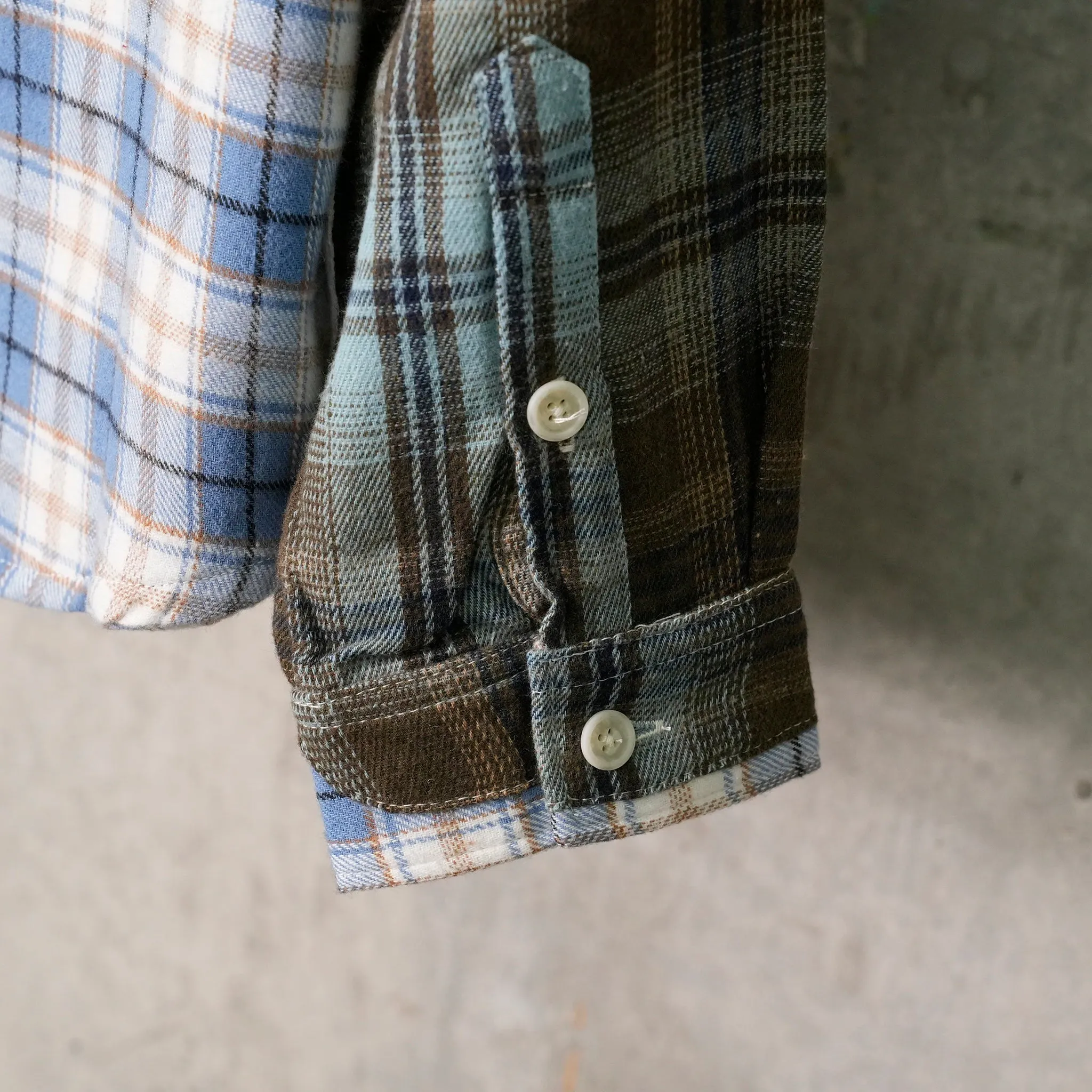 PATCHWORK FACE FLANNEL SHIRT / BLUE