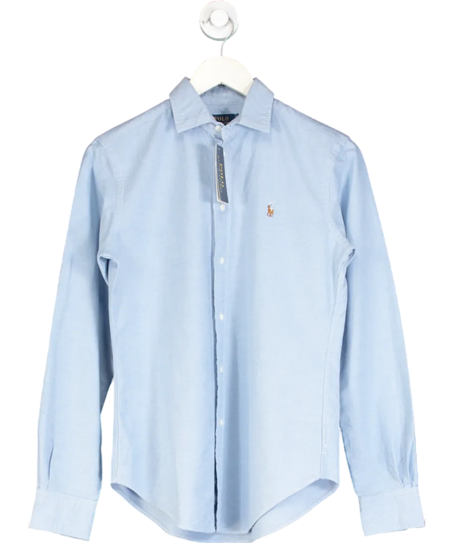 Polo Ralph Lauren Blue Slim Fit Embroidered Polo Player Oxford Shirt Us2 UK 6