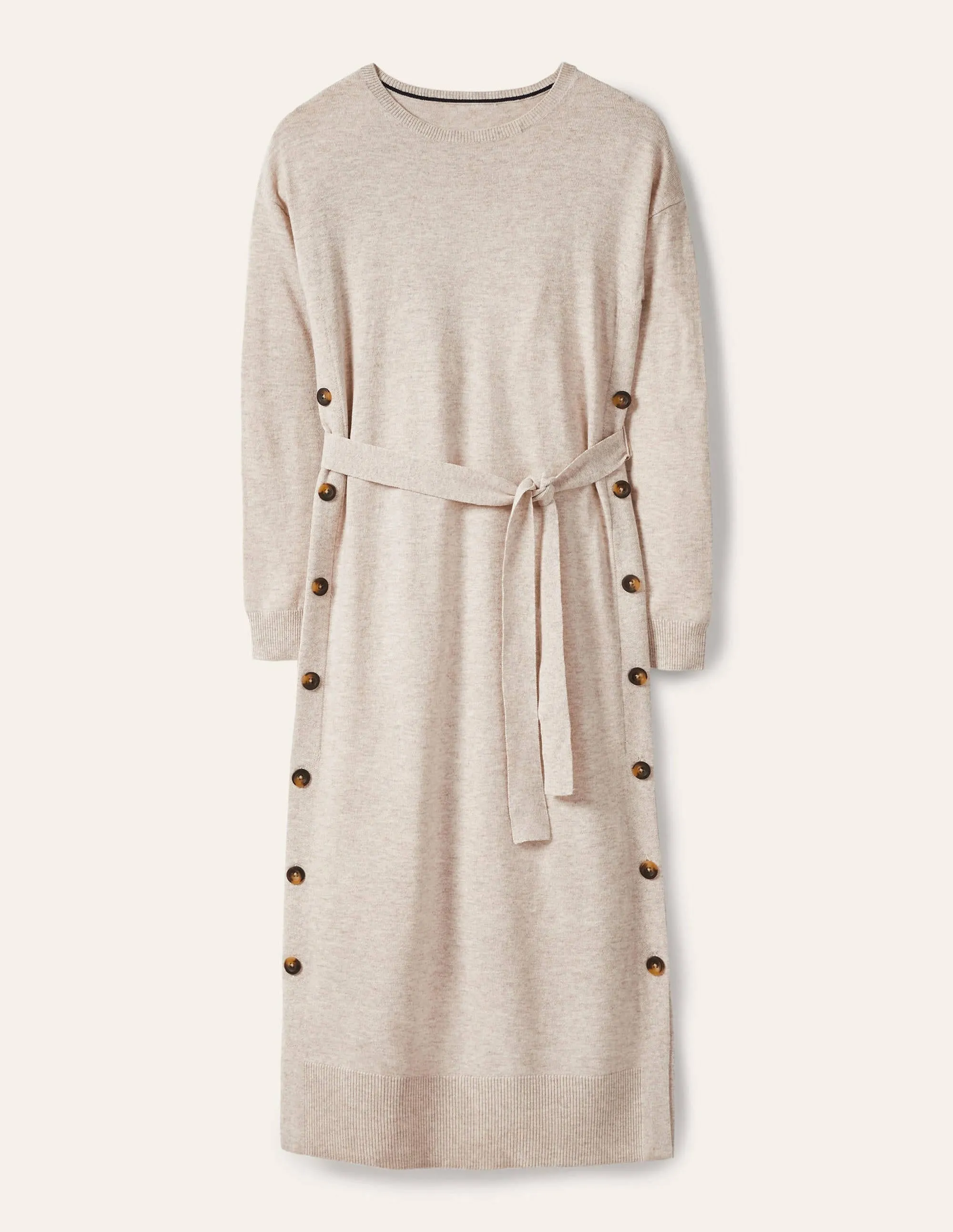 Side Button Knitted Dress-Chinchilla Melange