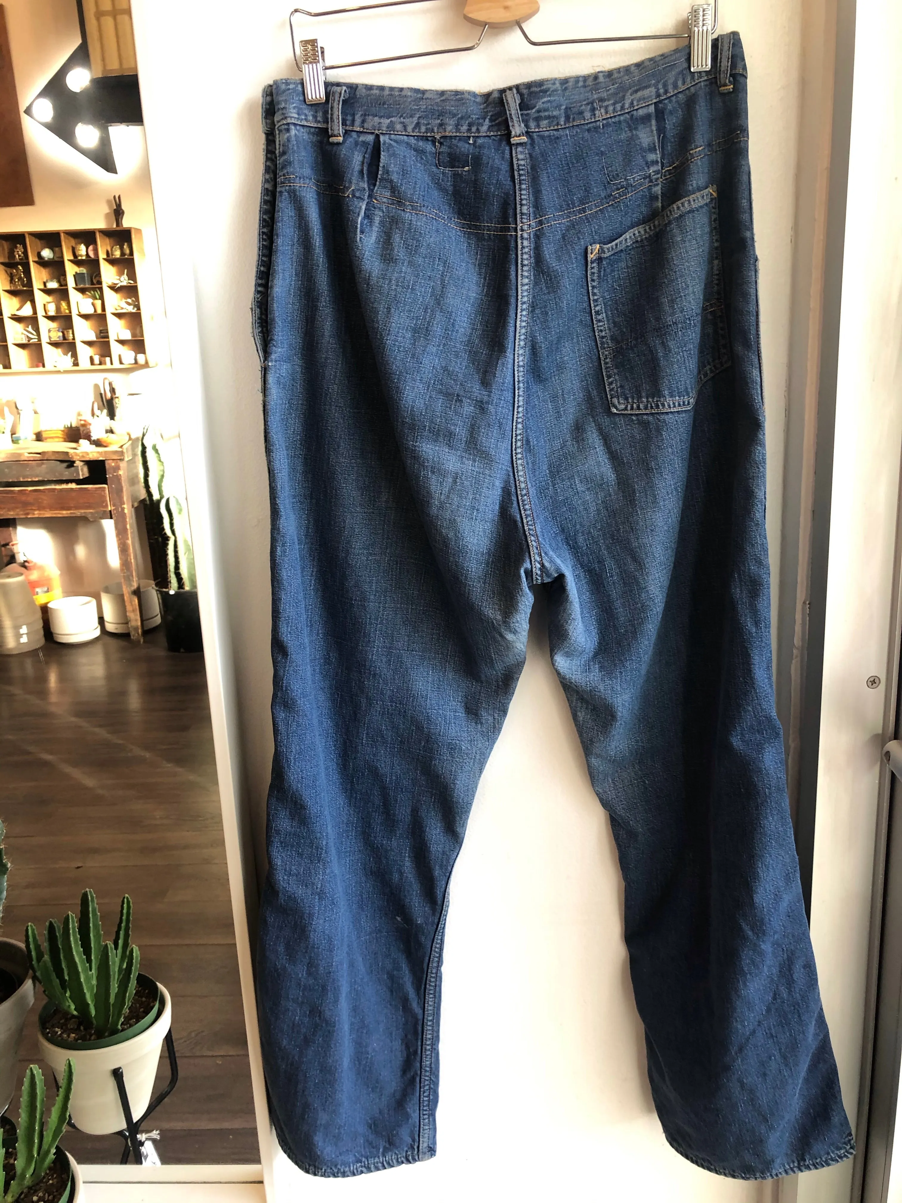 Vintage 1940/1950s Crown Flannel-Lined Side Zip Jeans
