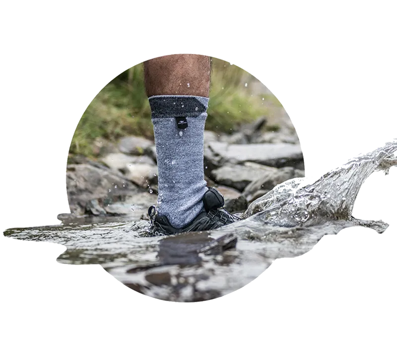 Waterproof Cold Weather Mid Length Sock with Hydrostop Grey/Black/Yellow by Sealskinz
